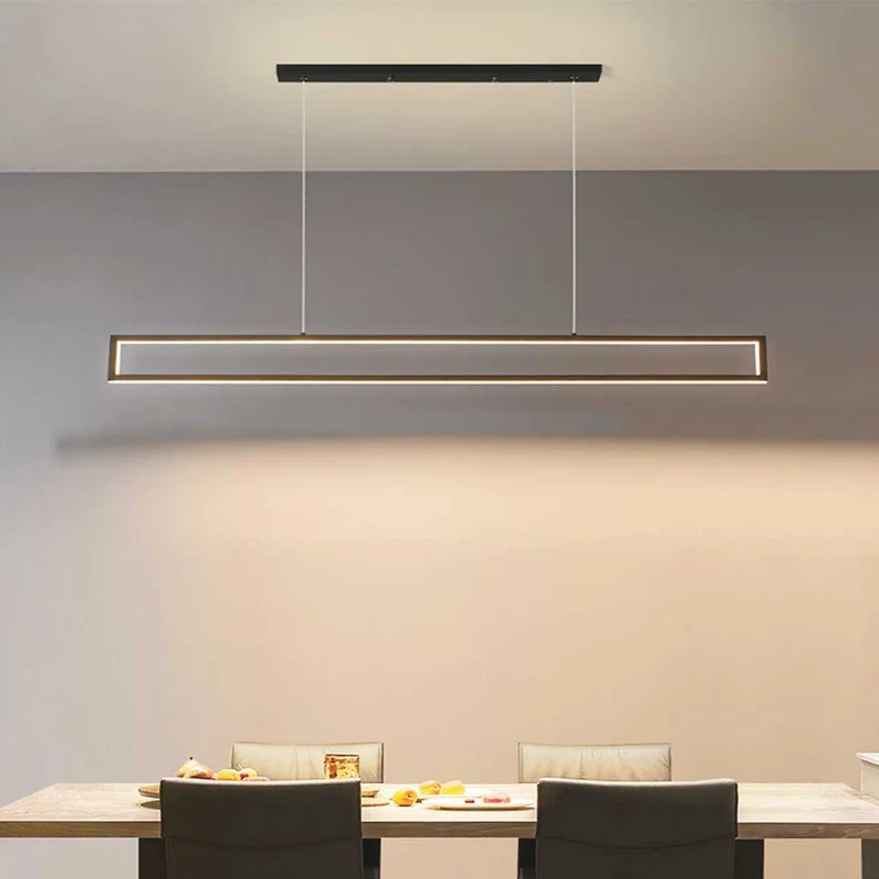 Pendant Light LED Modern Minimalist Linear Rectangle, Black