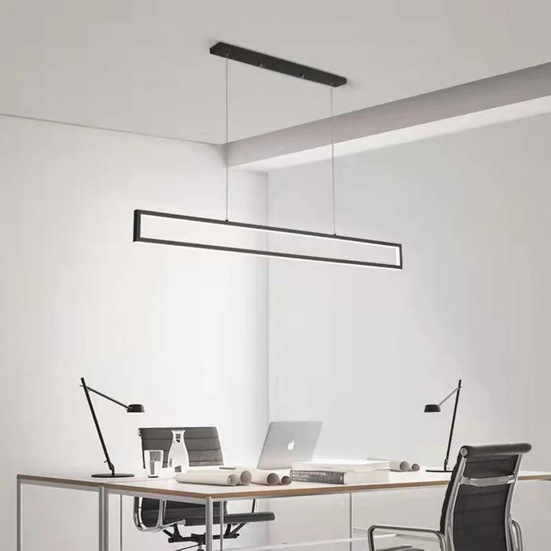 Pendant Light LED Modern Minimalist Linear Rectangle, Black