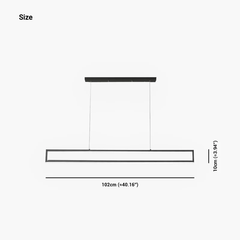 Pendant Light LED Modern Minimalist Linear Rectangle, Black