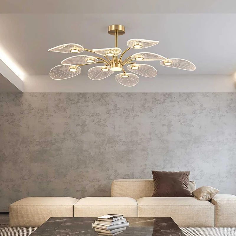 Chandelier Luxury Modern LED Lotus Flower Semi Flush Mount, Acrylic