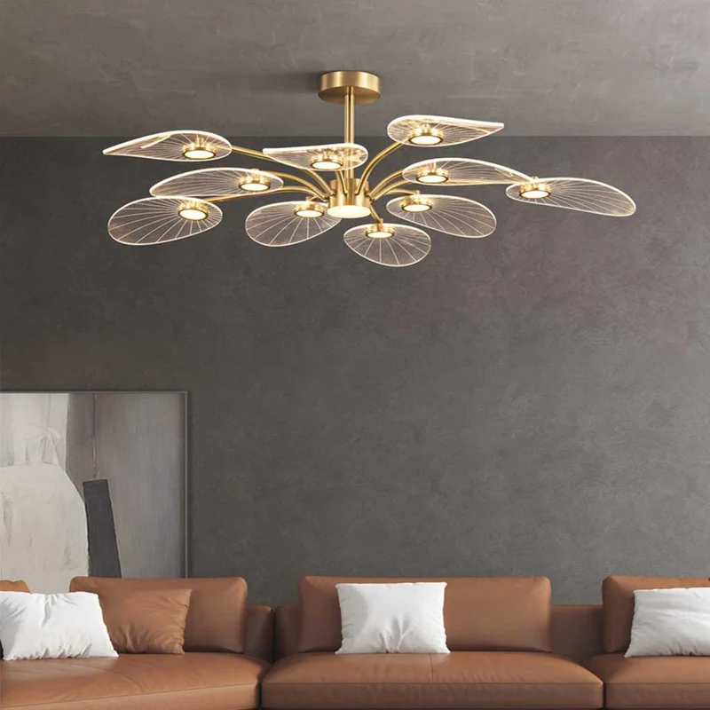 Chandelier Luxury Modern LED Lotus Flower Semi Flush Mount, Acrylic