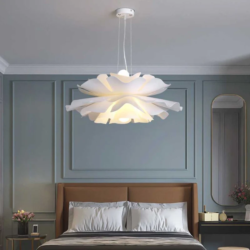 Chandelier Pendant Light Modern Elegant Acrylic Lotus Flower, White