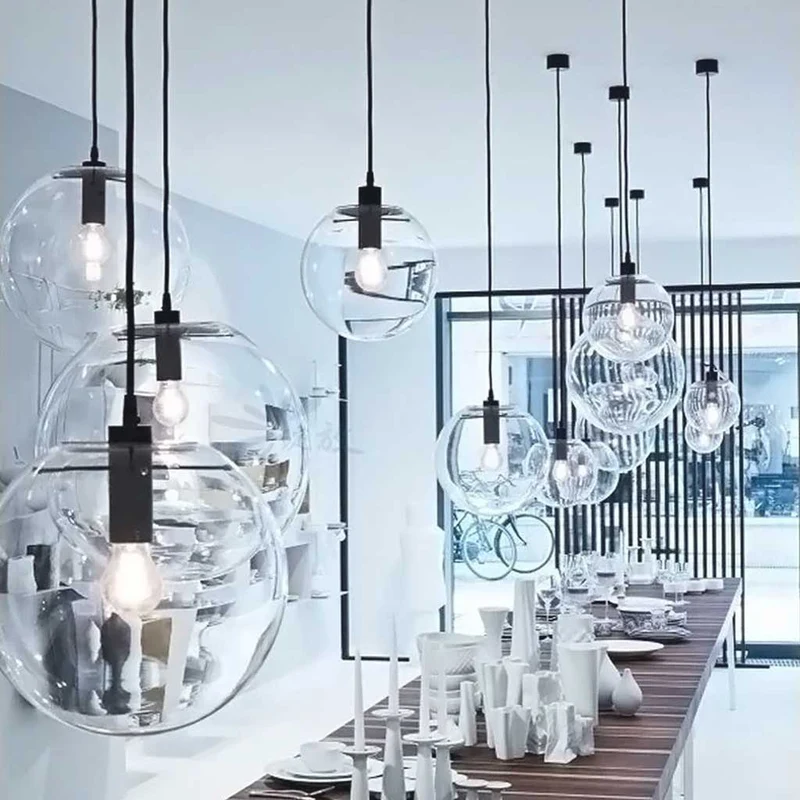 Pendant Light Modern Minimalist Bubble, Iron & Glass
