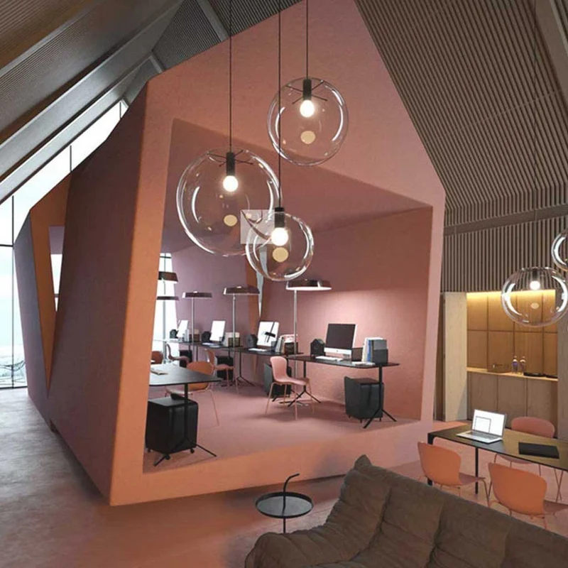 Pendant Light Modern Minimalist Bubble, Iron & Glass