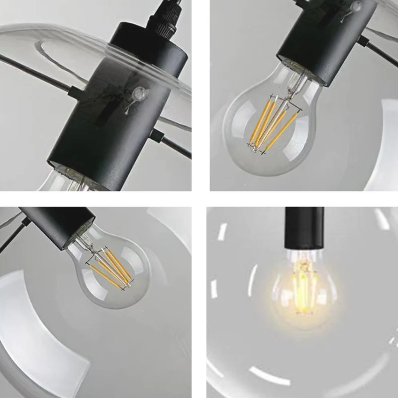 Pendant Light Modern Minimalist Bubble, Iron & Glass