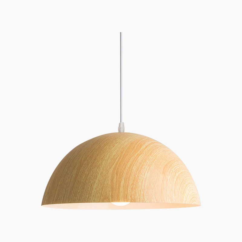 Pendant Light Modern Japanese Dome, Wood Effect
