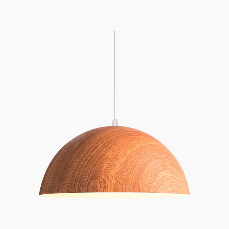 Pendant Light Modern Japanese Dome, Wood Effect