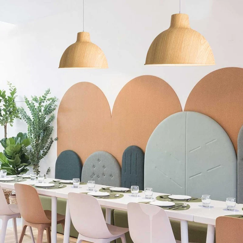Pendant Light Modern Japanese Dome, Wood Effect