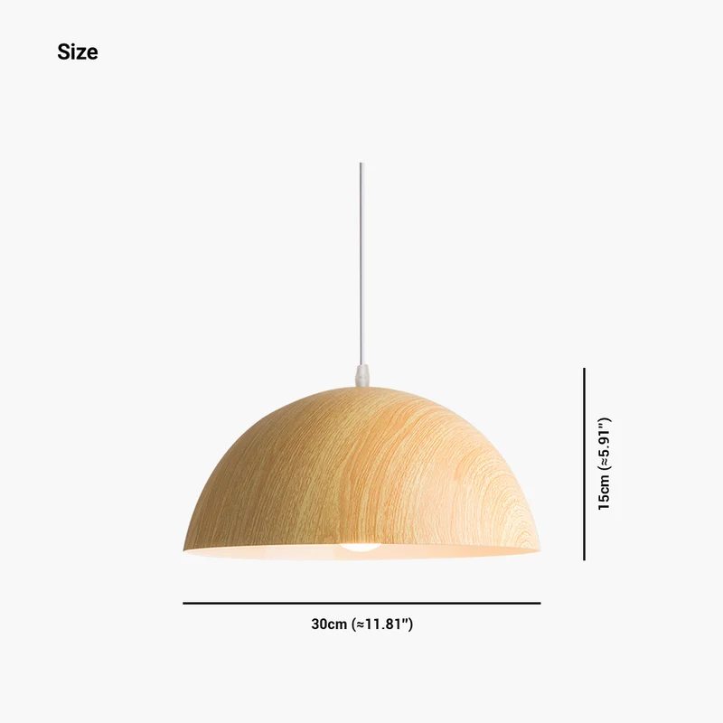 Pendant Light Modern Japanese Dome, Wood Effect