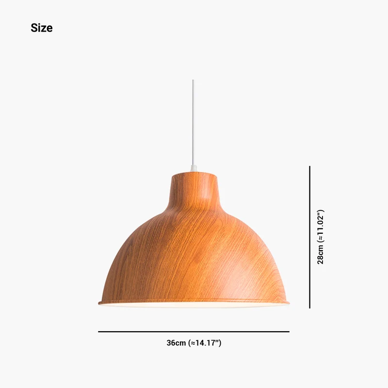 Pendant Light Modern Japanese Dome, Wood Effect