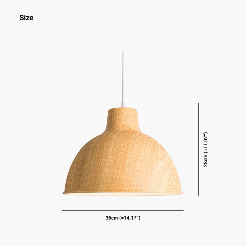 Pendant Light Modern Japanese Dome, Wood Effect