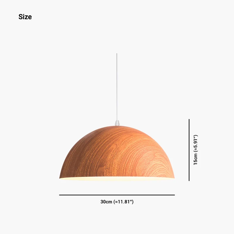 Pendant Light Modern Japanese Dome, Wood Effect