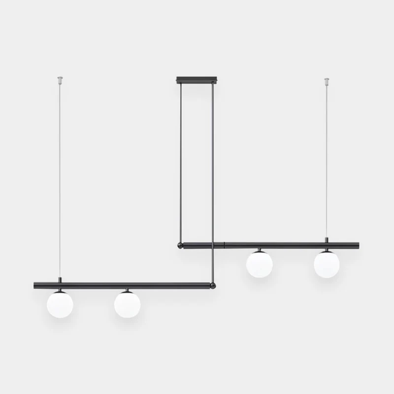 Pendant Light Linear Modern Multi-Bulb, Black/Gold