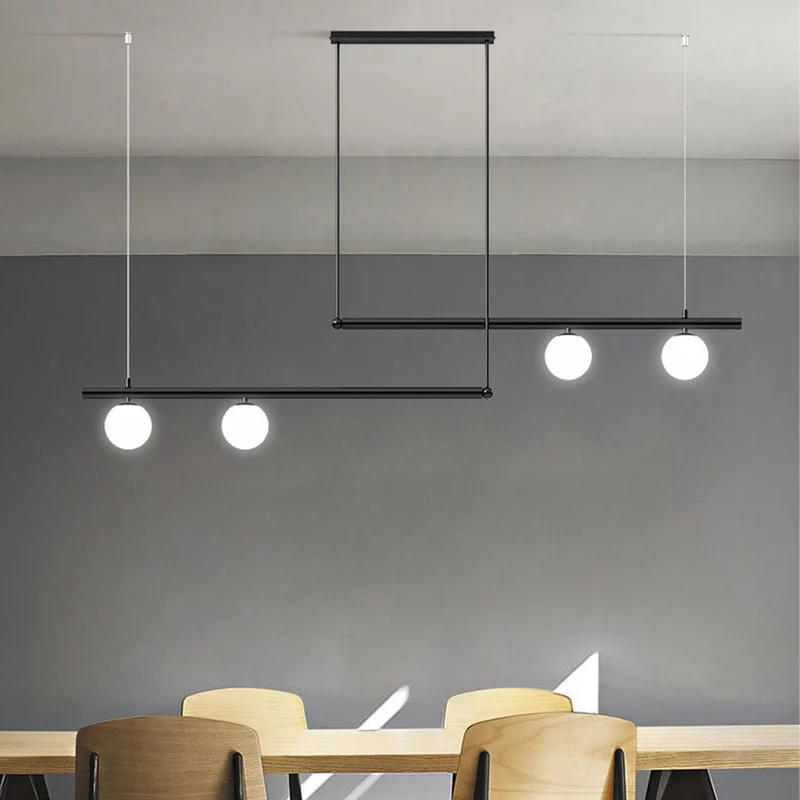 Pendant Light Linear Modern Multi-Bulb, Black/Gold