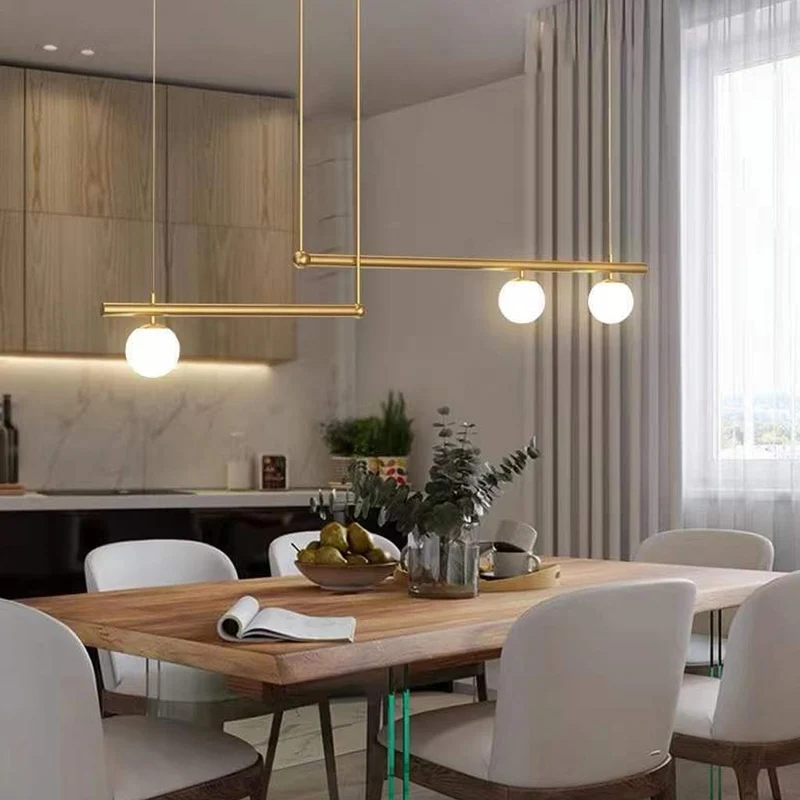 Pendant Light Linear Modern Multi-Bulb, Black/Gold