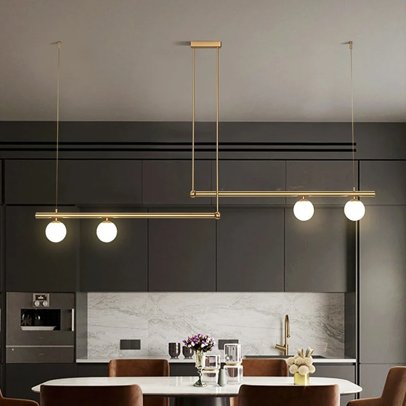 Pendant Light Linear Modern Multi-Bulb, Black/Gold