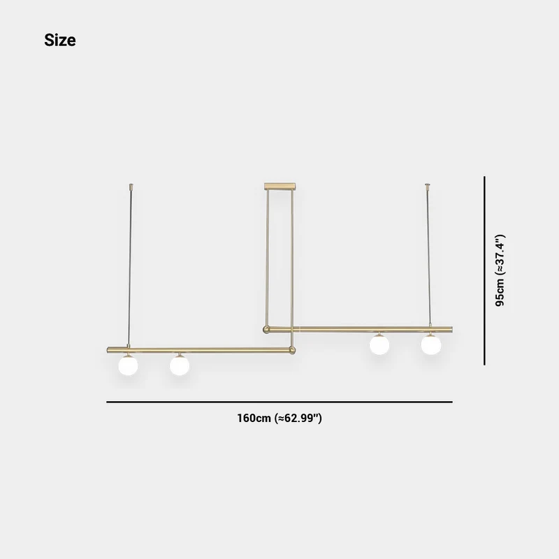 Pendant Light Linear Modern Multi-Bulb, Black/Gold