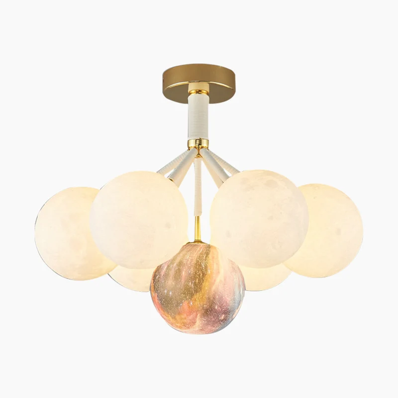 Chandelier Ceiling Light Fixture Bubble Nordic 3D Printed Moon