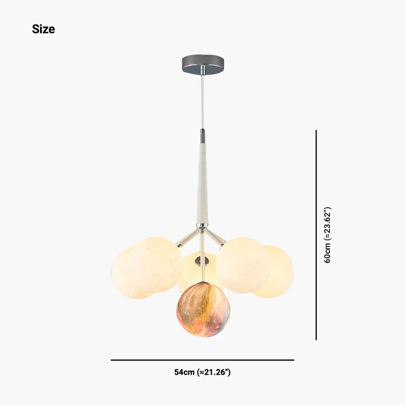 Chandelier Ceiling Light Fixture Bubble Nordic 3D Printed Moon