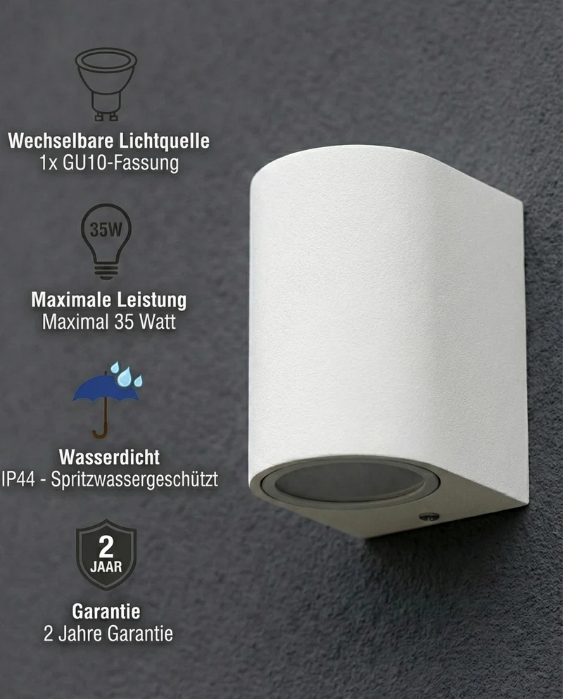 LED-Außenstrahler GU10 | Sacramento | IP44 | Weiß