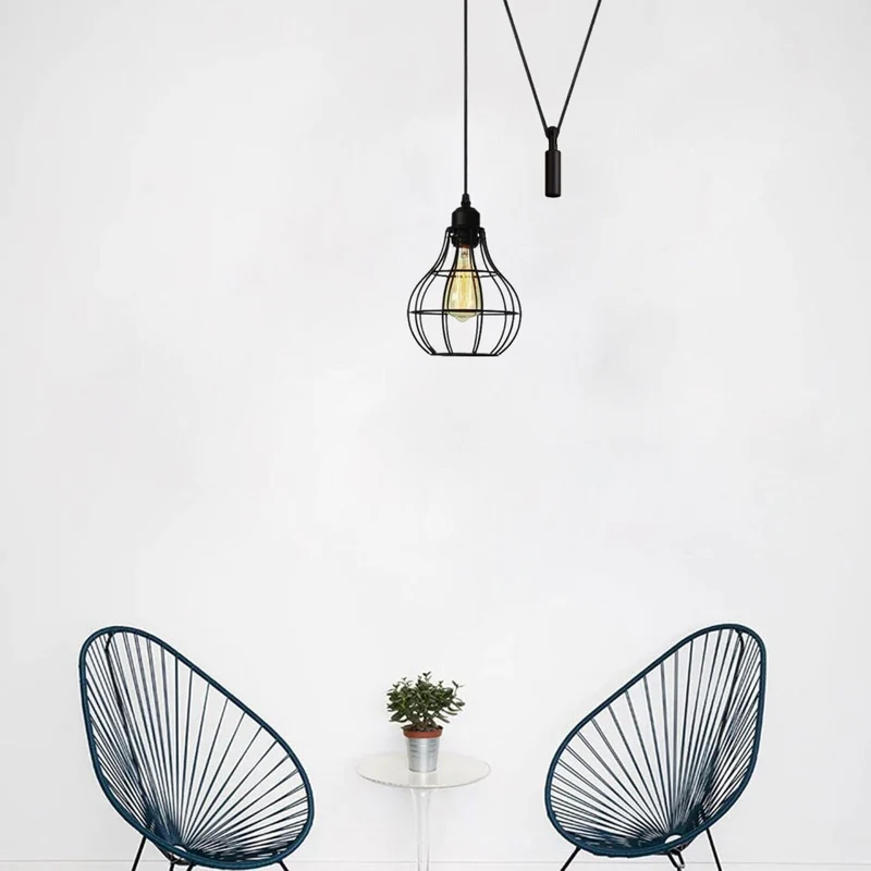 Riemenscheibe Pendelleuchte Schwarz 2m Verstellbares Kabel~3335