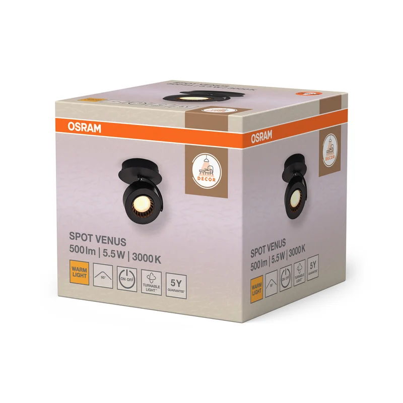 OSRAM DECOR SPOT VENUS Wandleuchte, 5,5W, 210lm, schwarz