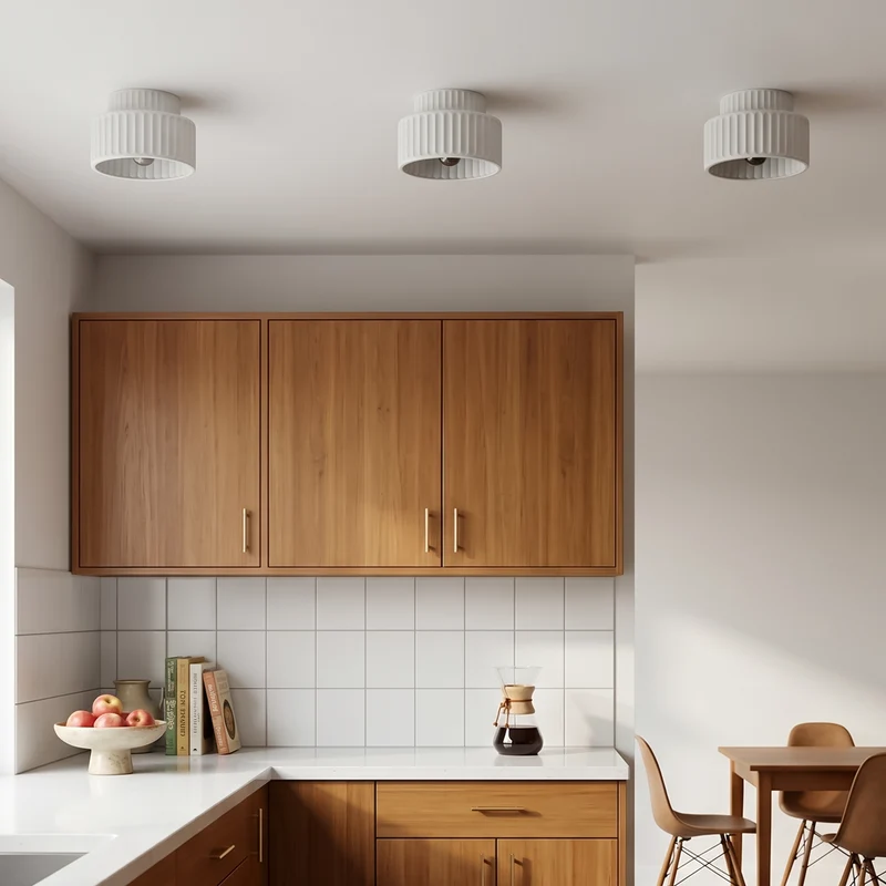 Minimalistische Deckenleuchte Creme für Schlafzimmer – Crealuxa