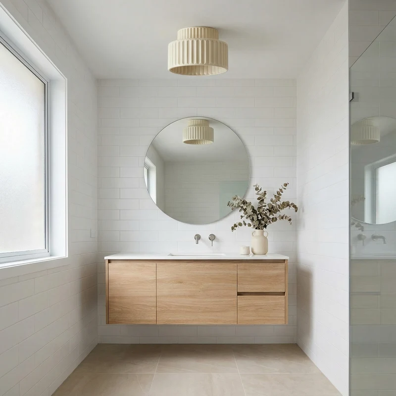 Minimalistische Deckenleuchte Creme für Schlafzimmer – Crealuxa