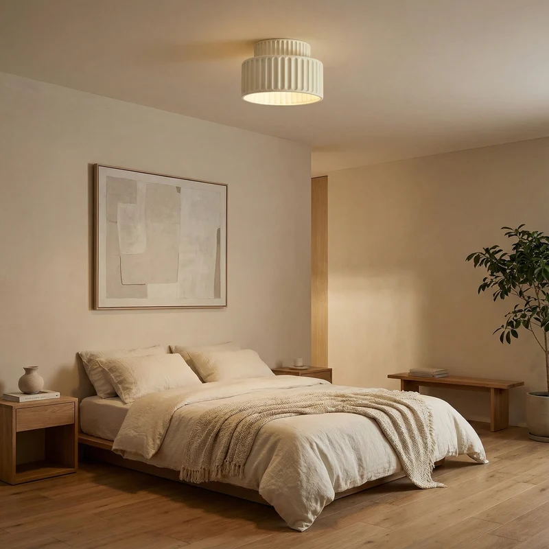 Minimalistische Deckenleuchte Creme für Schlafzimmer – Crealuxa