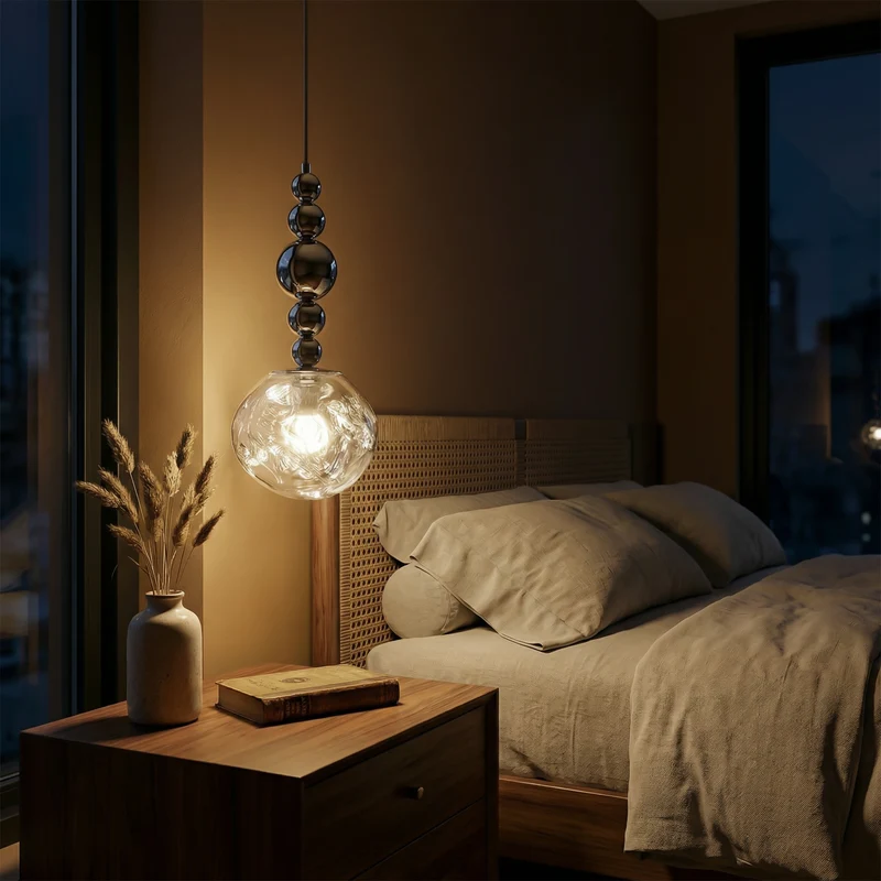 Design-Hängeleuchte aus verchromtem Metall für Schlafzimmer – Mirelvio