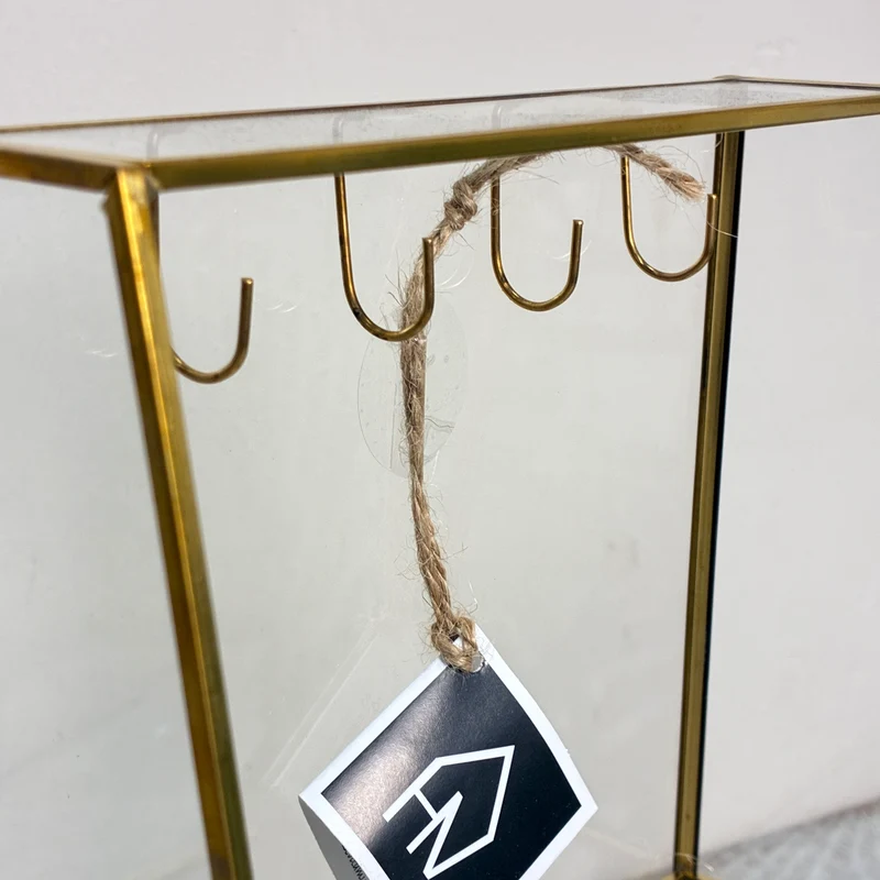 Schmuckschrank 31cm Messing Glas Schmuckvitrine Gold Kettenständer Deko