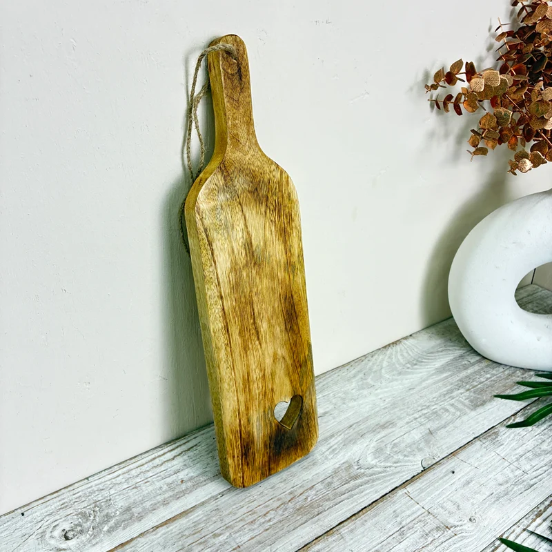 Holzbrett Mangoholz 50cm Servierbrett Herz Dekobrett Schneidebrett Rustikal