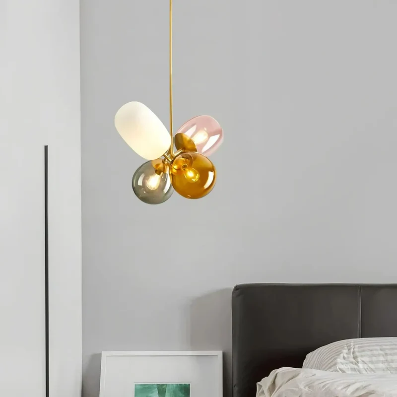 Buntglas Cluster-Pendelleuchte 4-flammig für Esszimmer