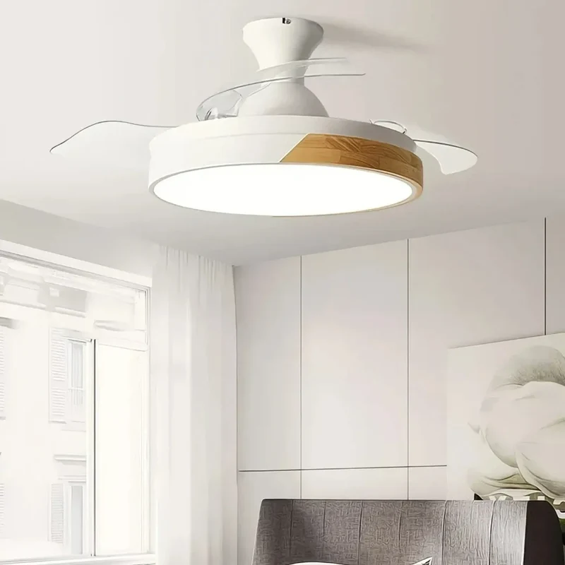 Leiser Deckenventilator mit LED-Licht und Fernbedienung im skandinavischen Design