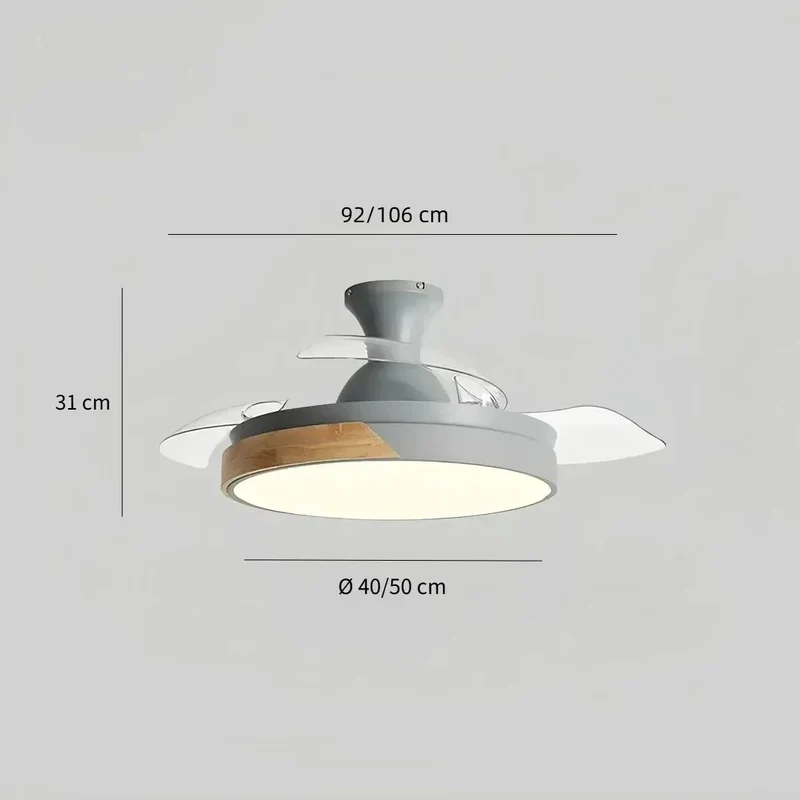 Leiser Deckenventilator mit LED-Licht und Fernbedienung im skandinavischen Design