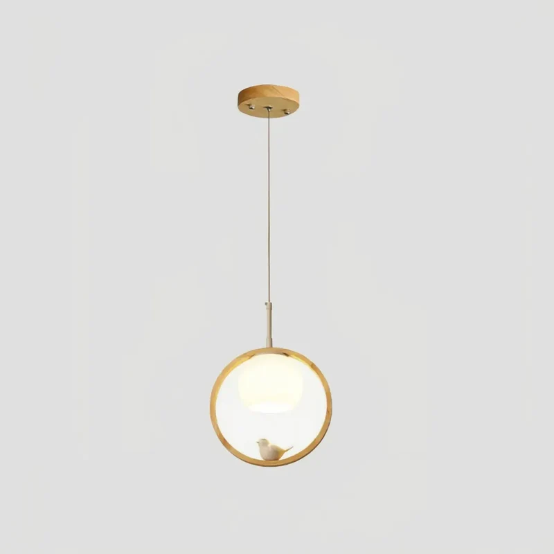 Skandinavische LED-Pendelleuchte aus Holz in Ringform für das Esszimmer