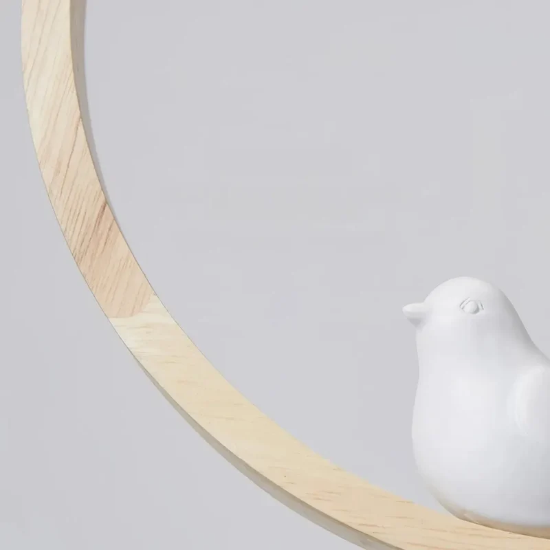Skandinavische LED-Pendelleuchte aus Holz in Ringform für das Esszimmer