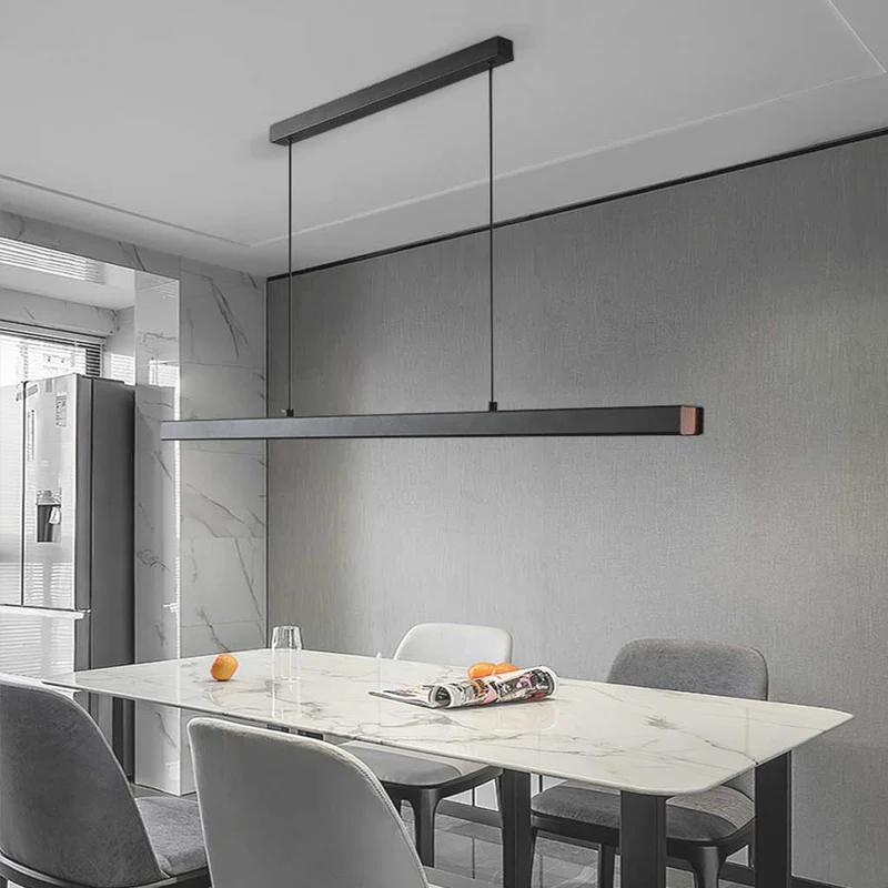 Pendant Light Modern Minimalist Aluminum Linear LED Dimmable, Black/White