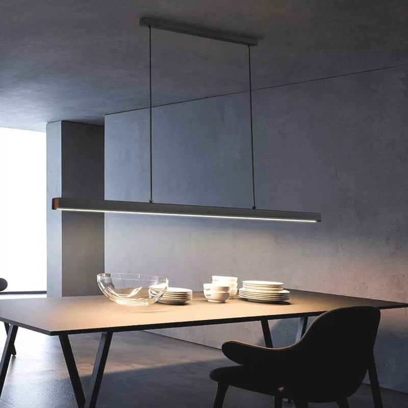 Pendant Light Modern Minimalist Aluminum Linear LED Dimmable, Black/White
