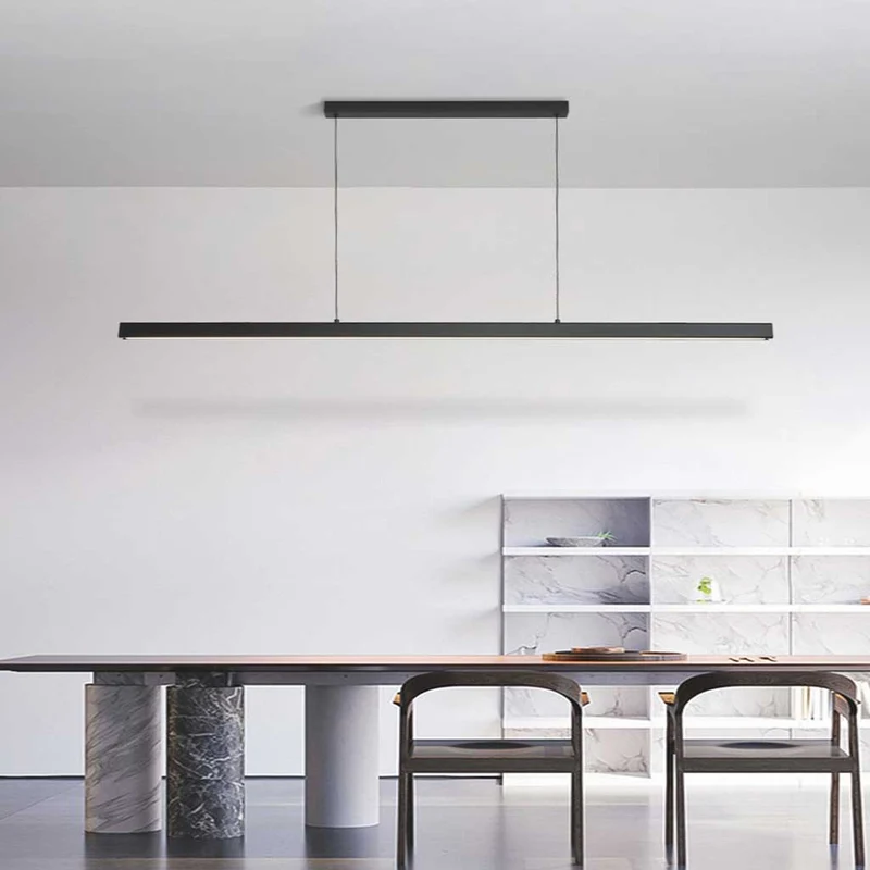 Pendant Light Modern Minimalist Aluminum Linear LED Dimmable, Black/White