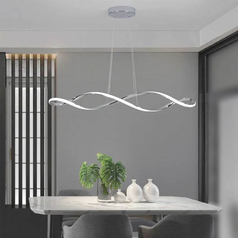 Chandelier Minimalist Unique Twisted Dimmable LED, Chrome / Gold