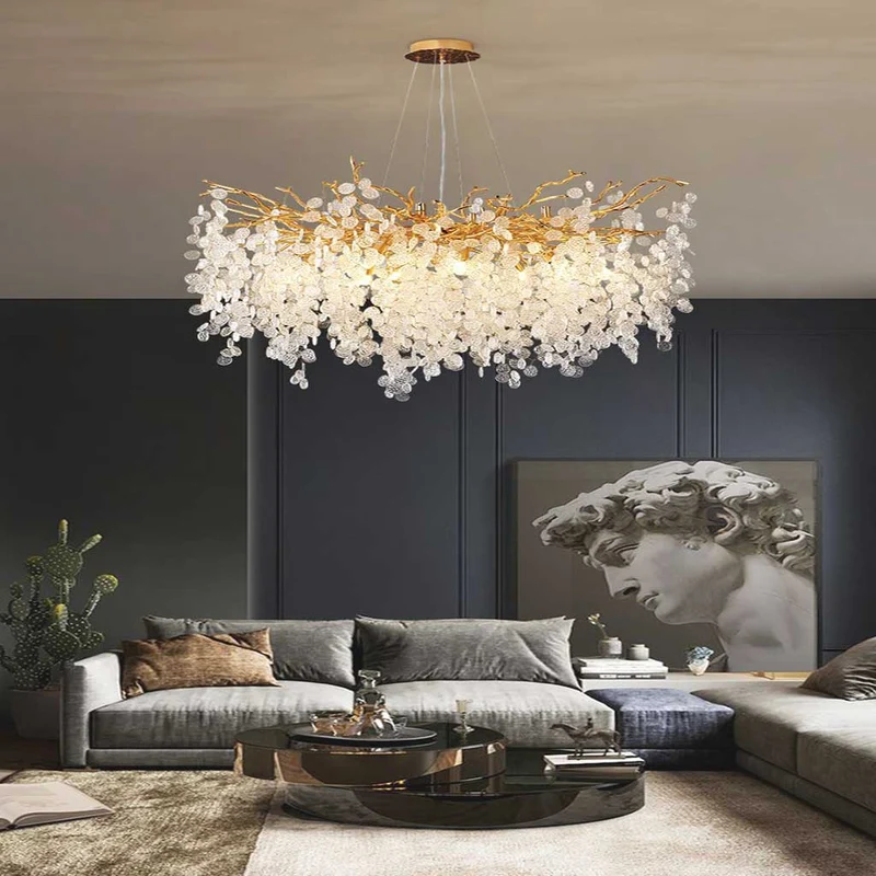 Chandelier Luxury Decorative Glass Branch, Gold