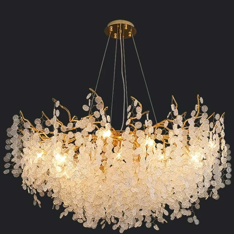 Chandelier Luxury Decorative Glass Branch, Gold