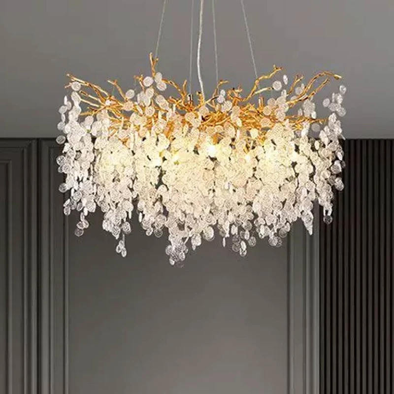 Chandelier Luxury Decorative Glass Branch, Gold