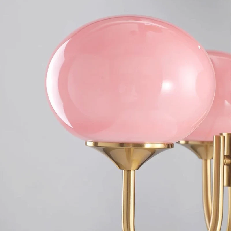 Chandelier Elegant Cream French Glass Ball, Pink / White