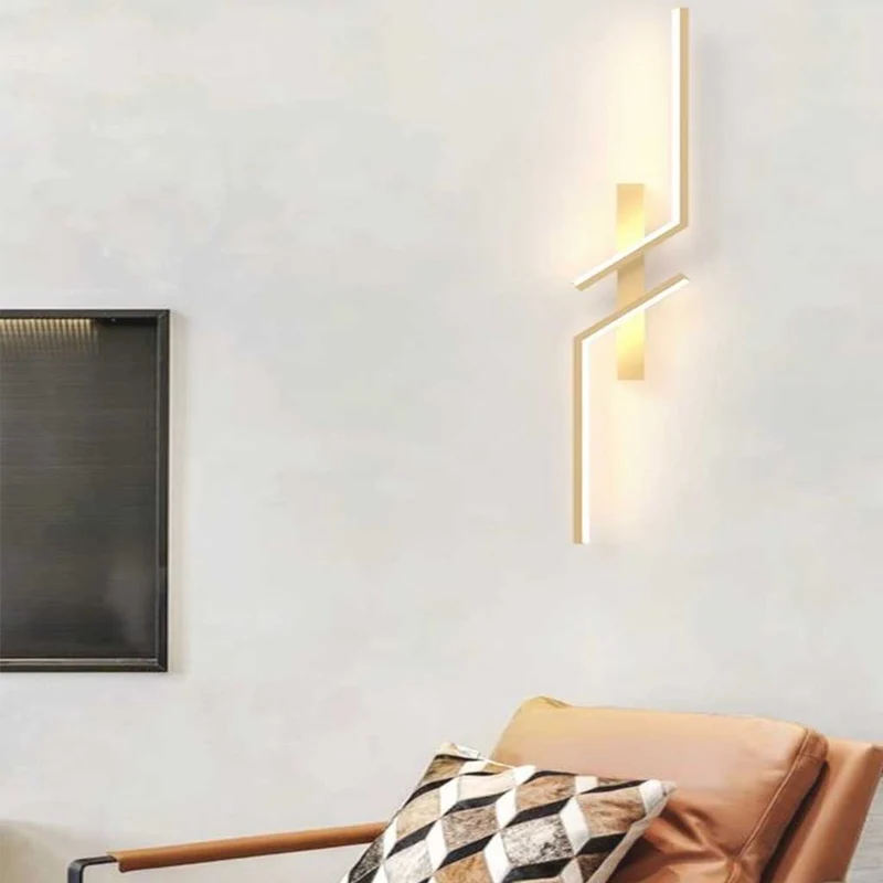 Wall Lamp Modern Simple Linear Dimmable LED, Gold / Black