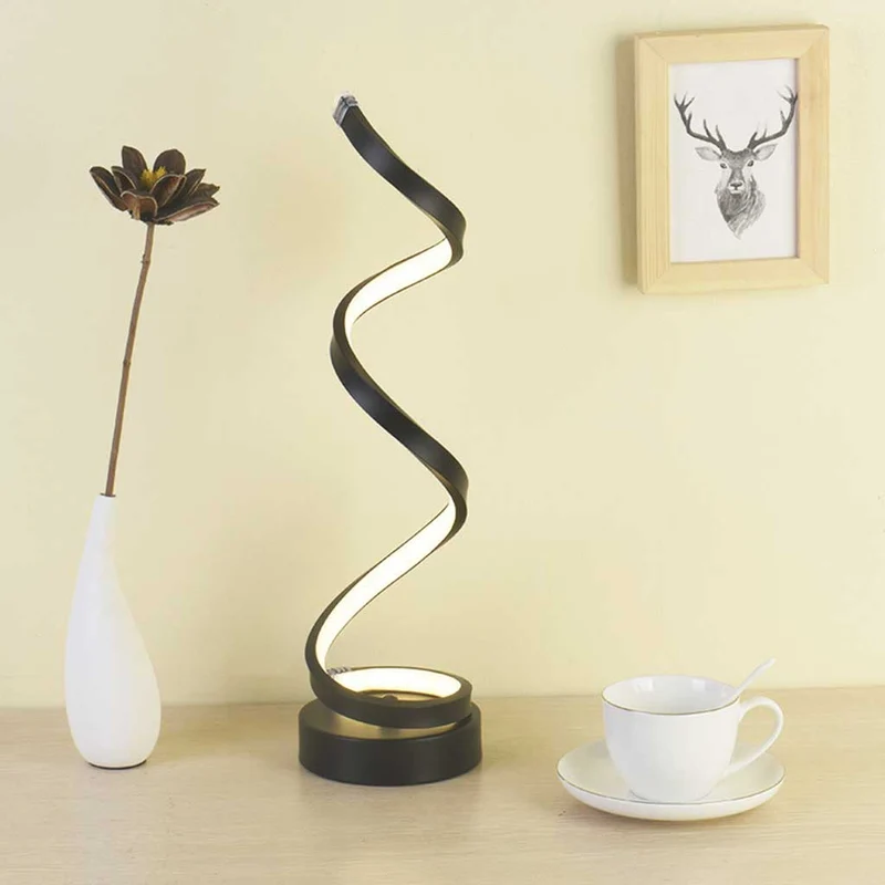 Table Lamp Minimalist Unique Spiral LED, White / Black
