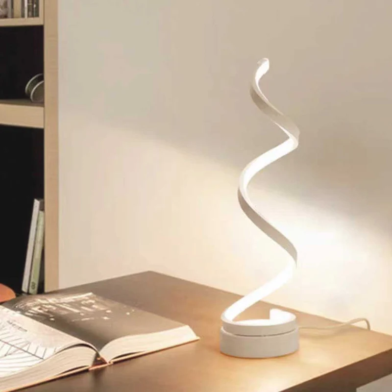 Table Lamp Minimalist Unique Spiral LED, White / Black