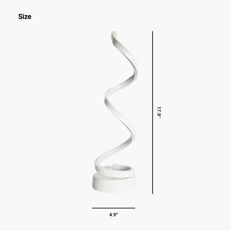 Table Lamp Minimalist Unique Spiral LED, White / Black