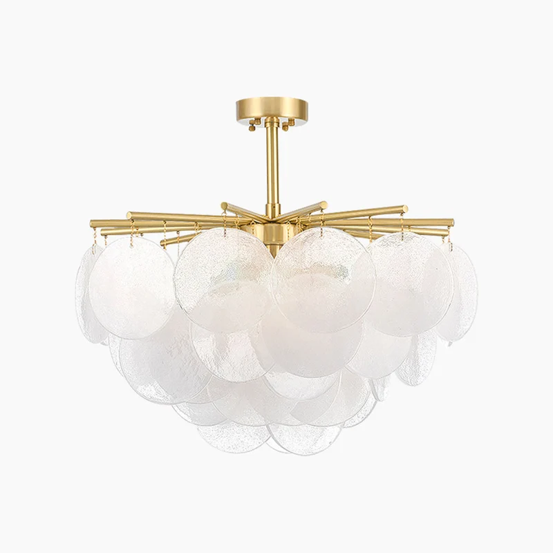 Chandelier Nordic Elegant Nimbus Round Glass, White & Gold